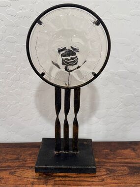 Celestial Molded Glass Votive Candle Holder Metal Twisted Stand Goddess 90s